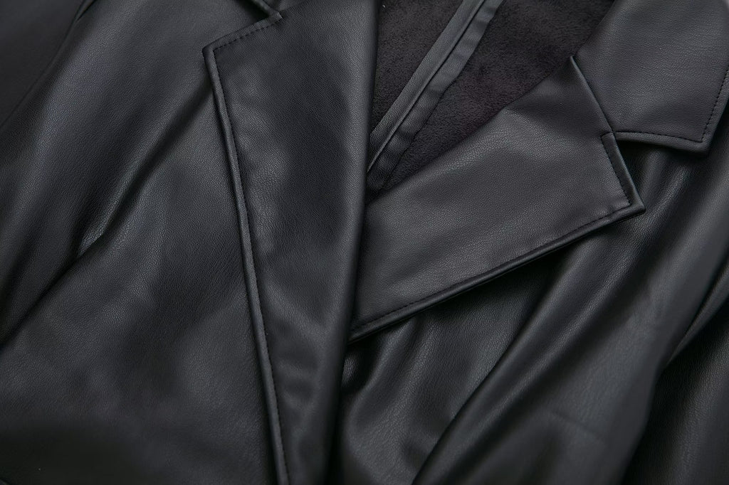 Winter Women Faux Leather Blazer Dress Women