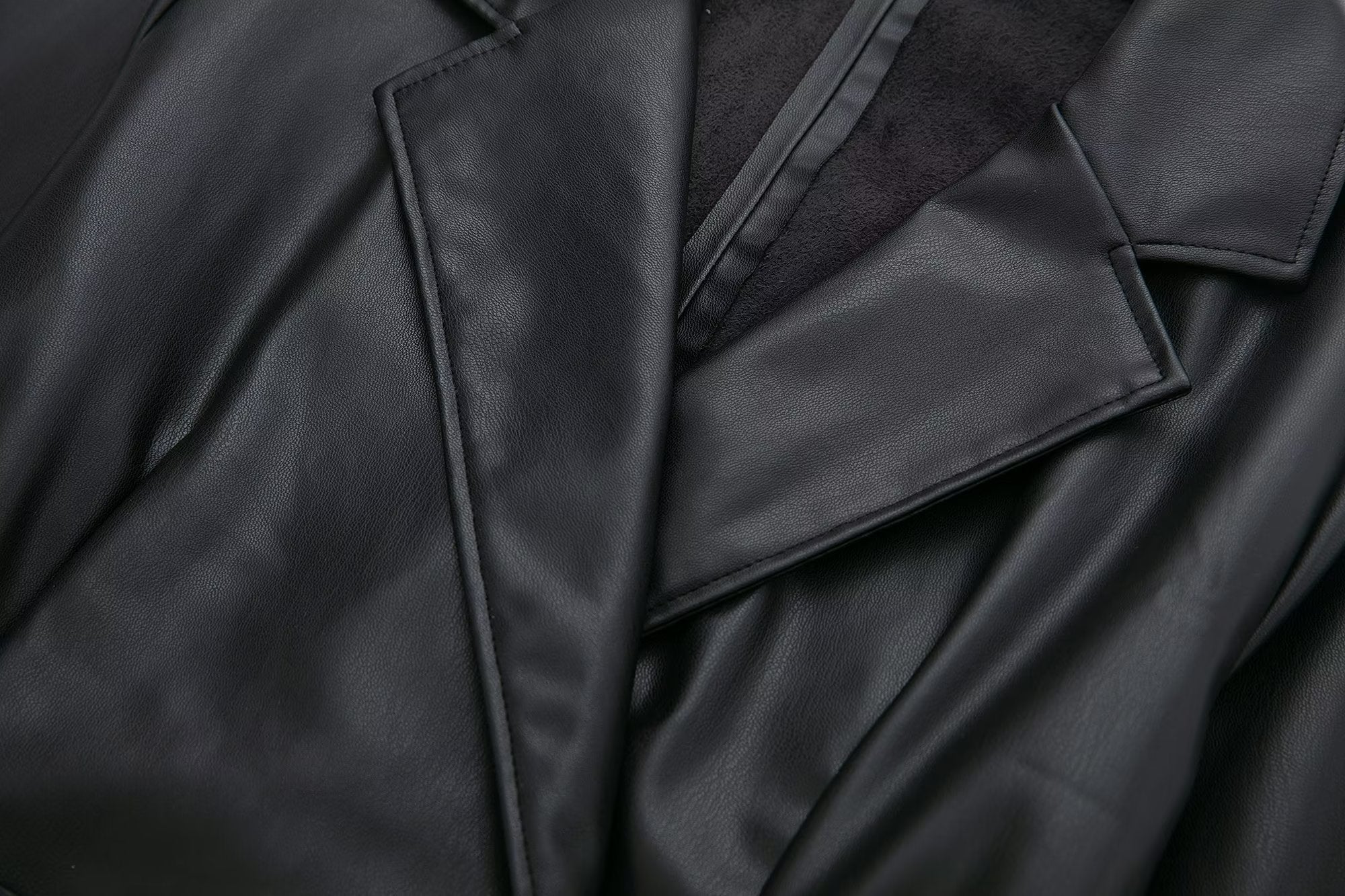 Winter Women Faux Leather Blazer Dress Women