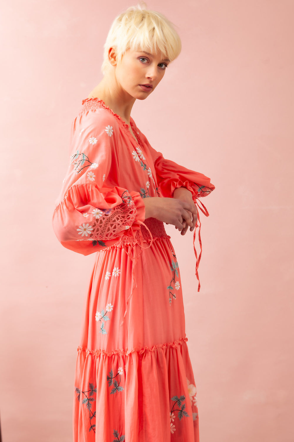 Women Spring And Summer Bohemian Holiday Flower Embroidery Hollow Tassel Decoration Retro Styling Goddess Dress