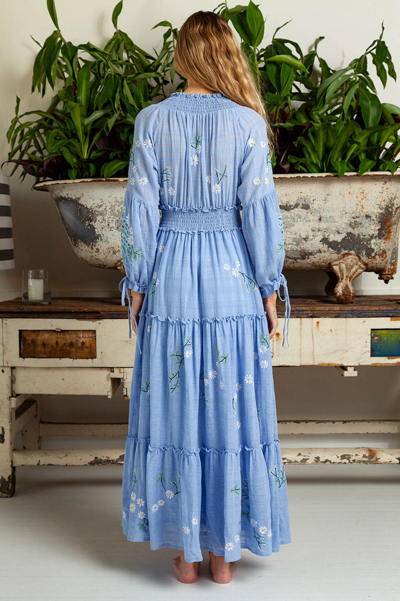 Women Spring And Summer Bohemian Holiday Flower Embroidery Hollow Tassel Decoration Retro Styling Goddess Dress
