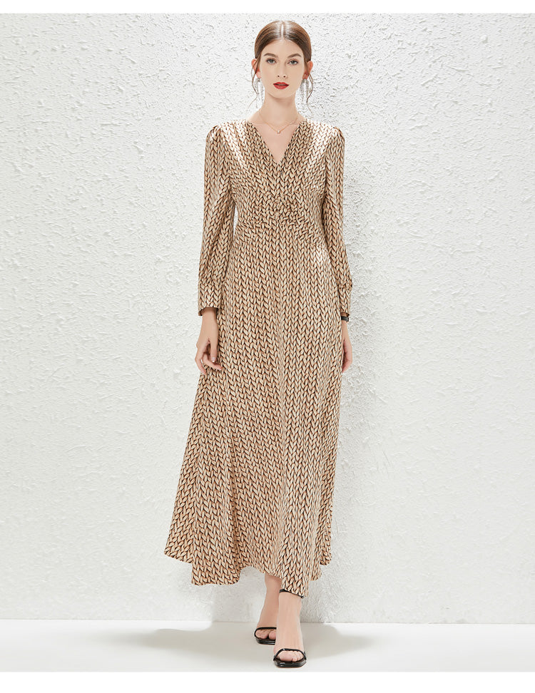 Vestido francés con estampado de diosa, nuevo temperamento, hasta la cintura.