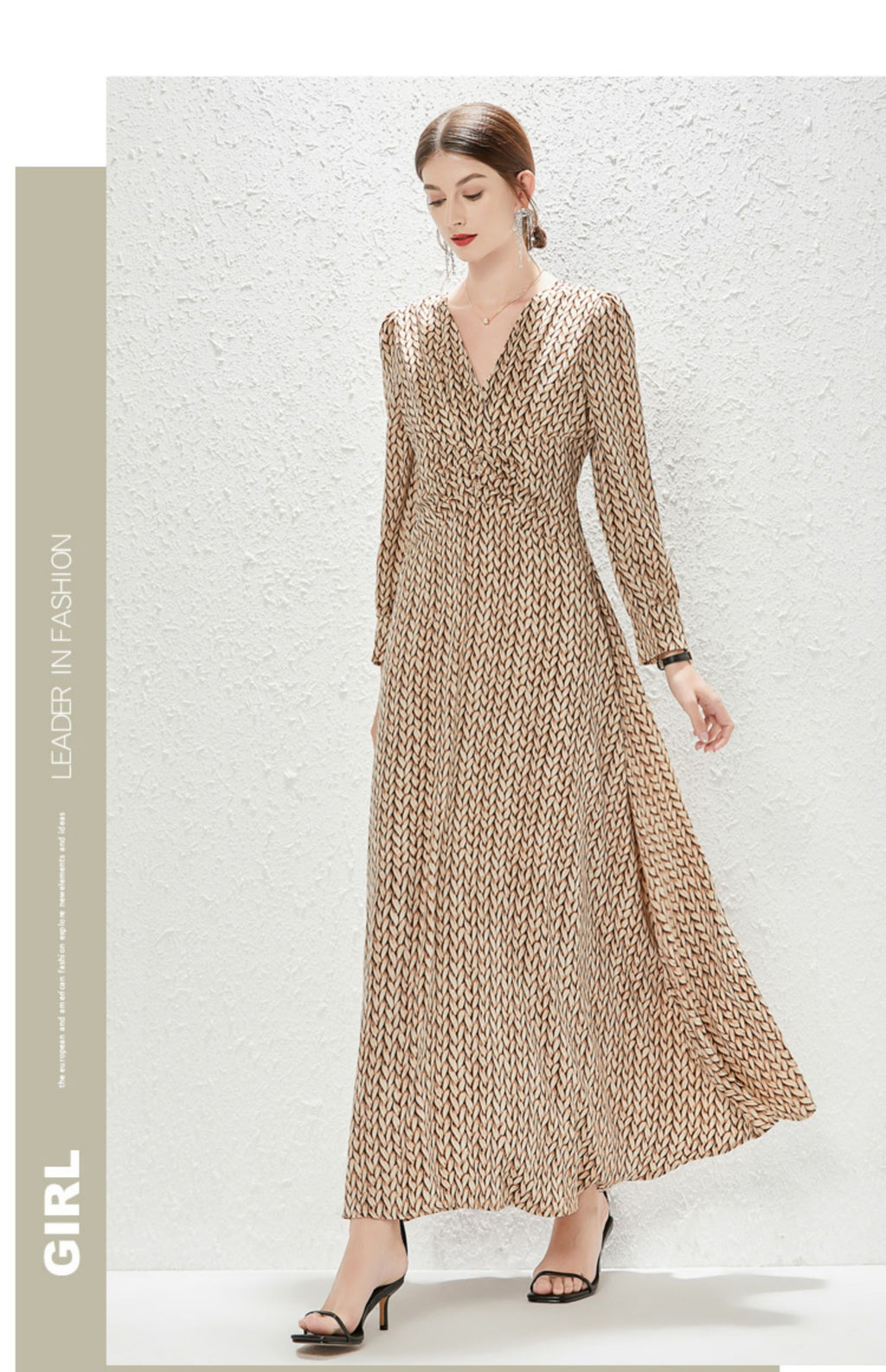 Vestido francés con estampado de diosa, nuevo temperamento, hasta la cintura.