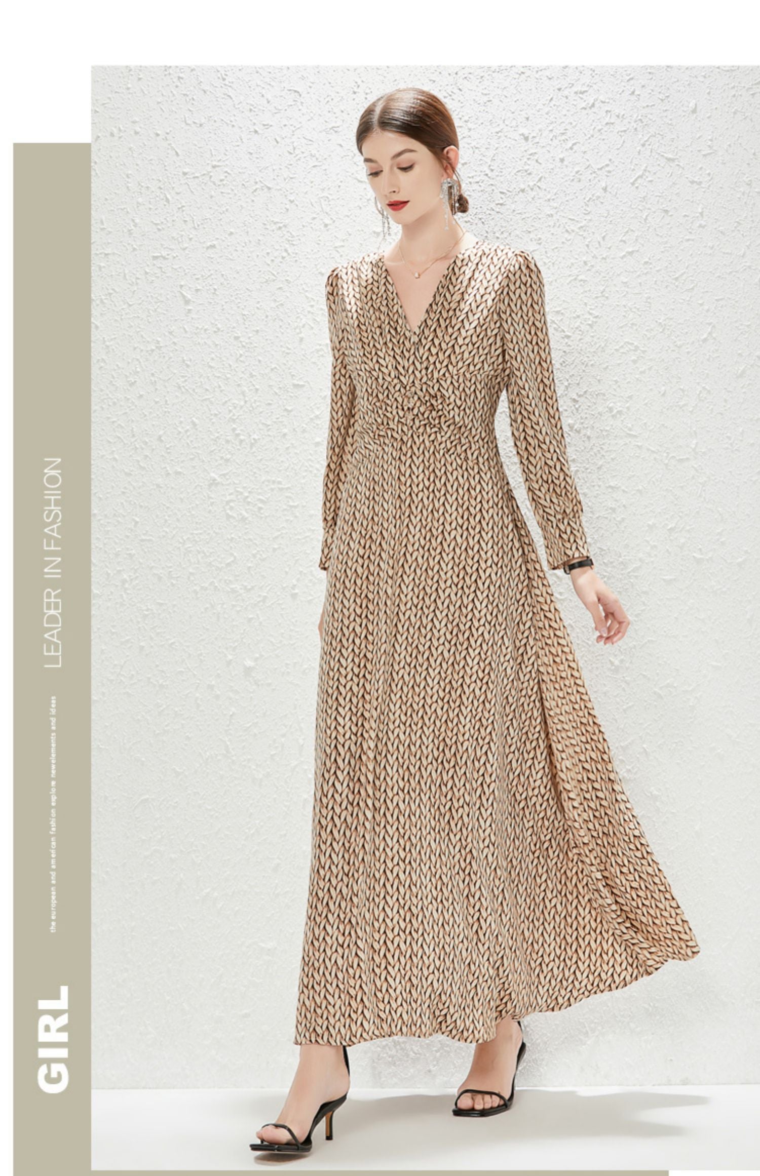 Vestido francés con estampado de diosa, nuevo temperamento, hasta la cintura.