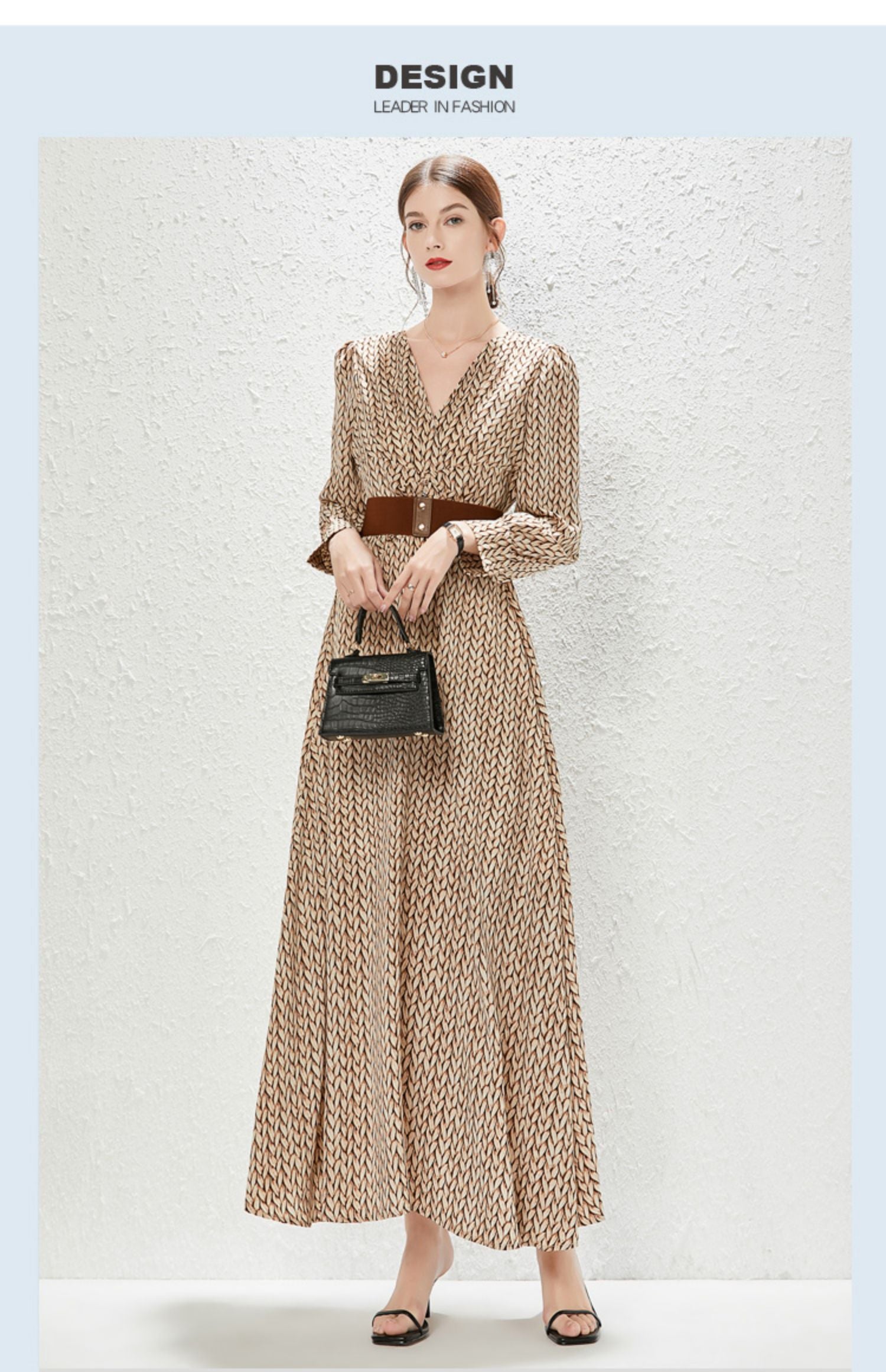 Vestido francés con estampado de diosa, nuevo temperamento, hasta la cintura.