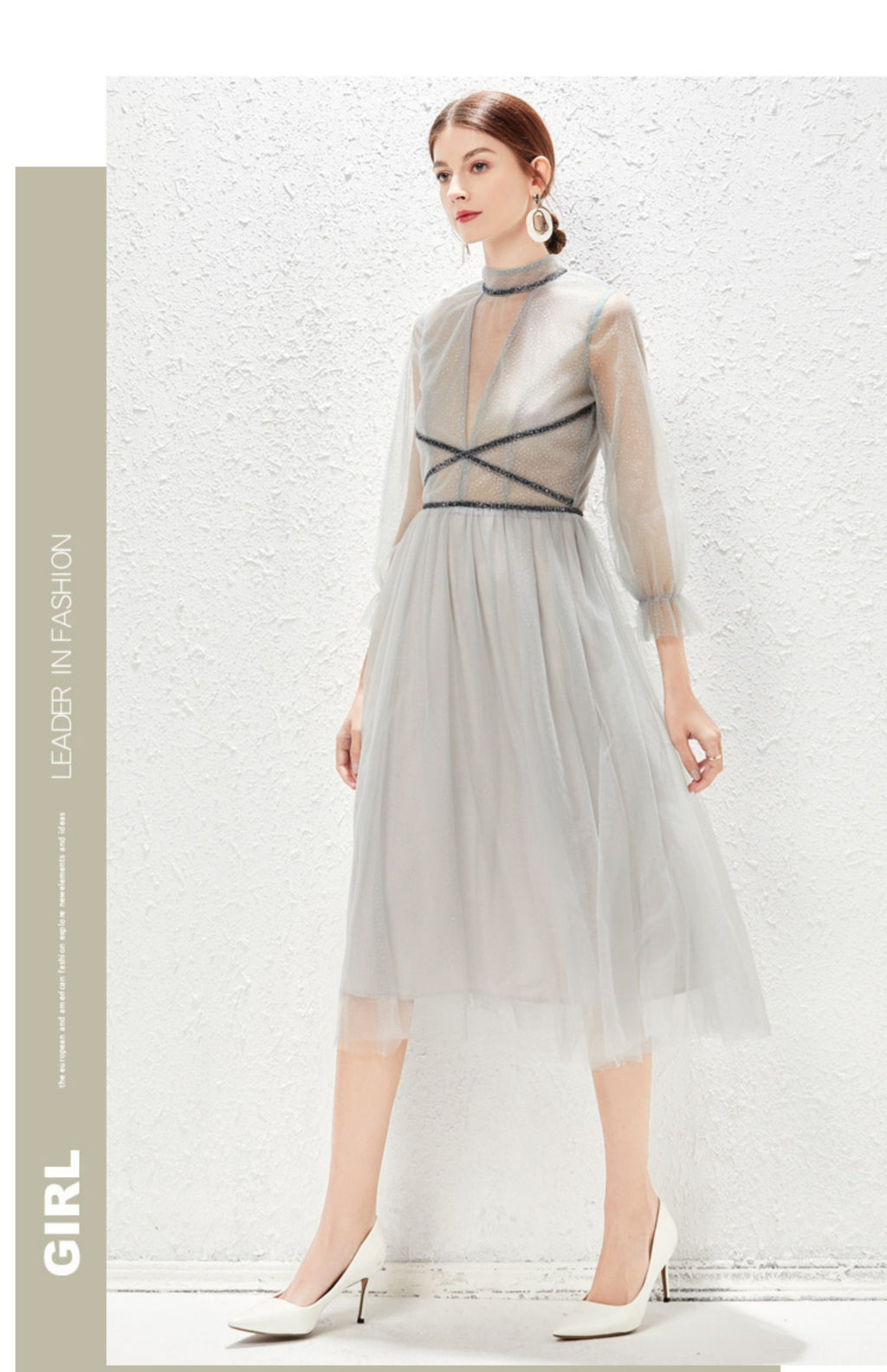 New Light Luxurious Small High End Banquet Temperament Famous Lady Perspective Gauze Dress