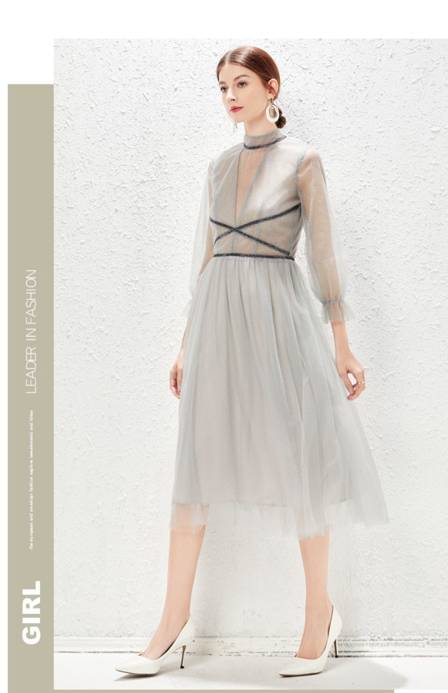 New Light Luxurious Small High End Banquet Temperament Famous Lady Perspective Gauze Dress