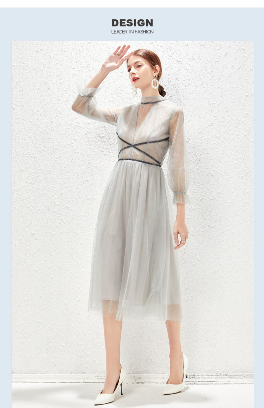 New Light Luxurious Small High End Banquet Temperament Famous Lady Perspective Gauze Dress