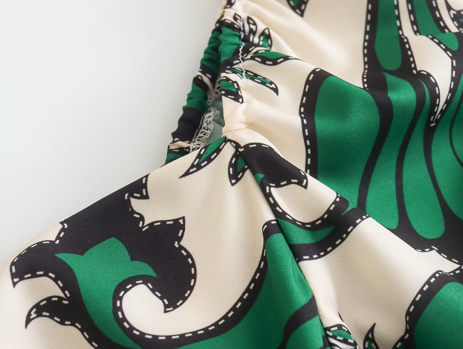 Fresh Printing Dress Slim Fit Fashionable Short Sweet Early Spring Square Collar Elastic A Line