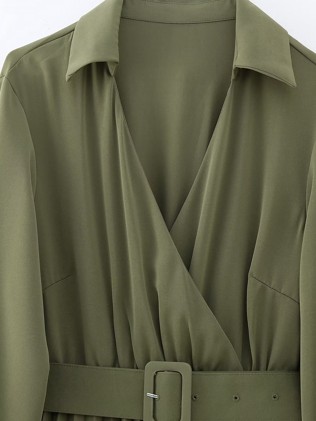 Robe plissée à col en V et ceinture pour femme - Collection Hiver