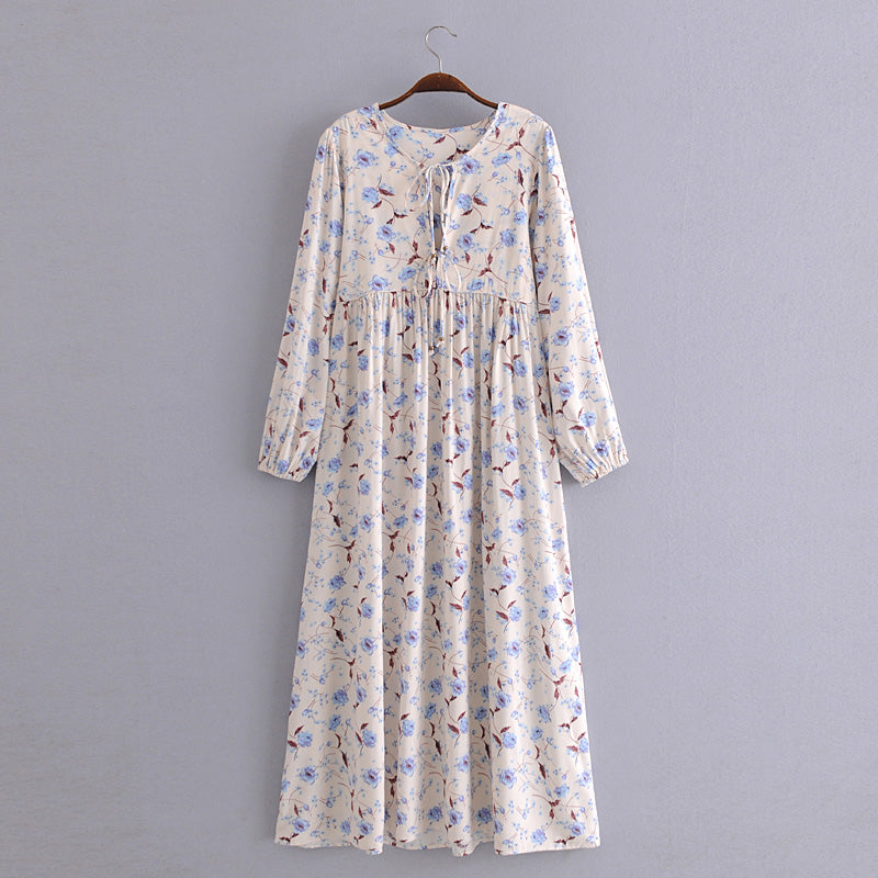 Robe maxi élégante à fleurs pour femme, printemps-automne