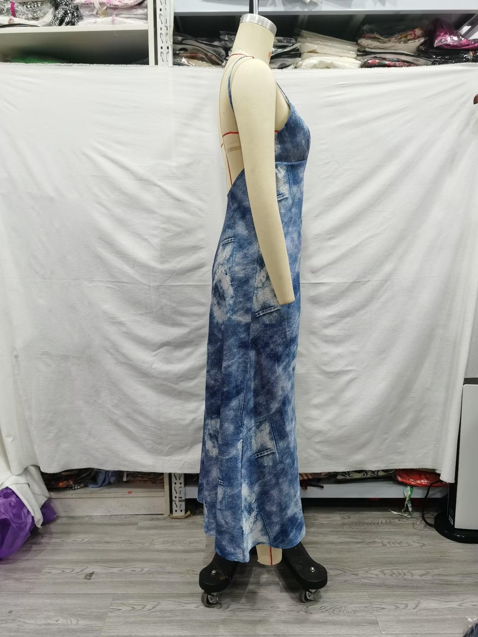 Women Clothing French Denim Printing Underwear Dress