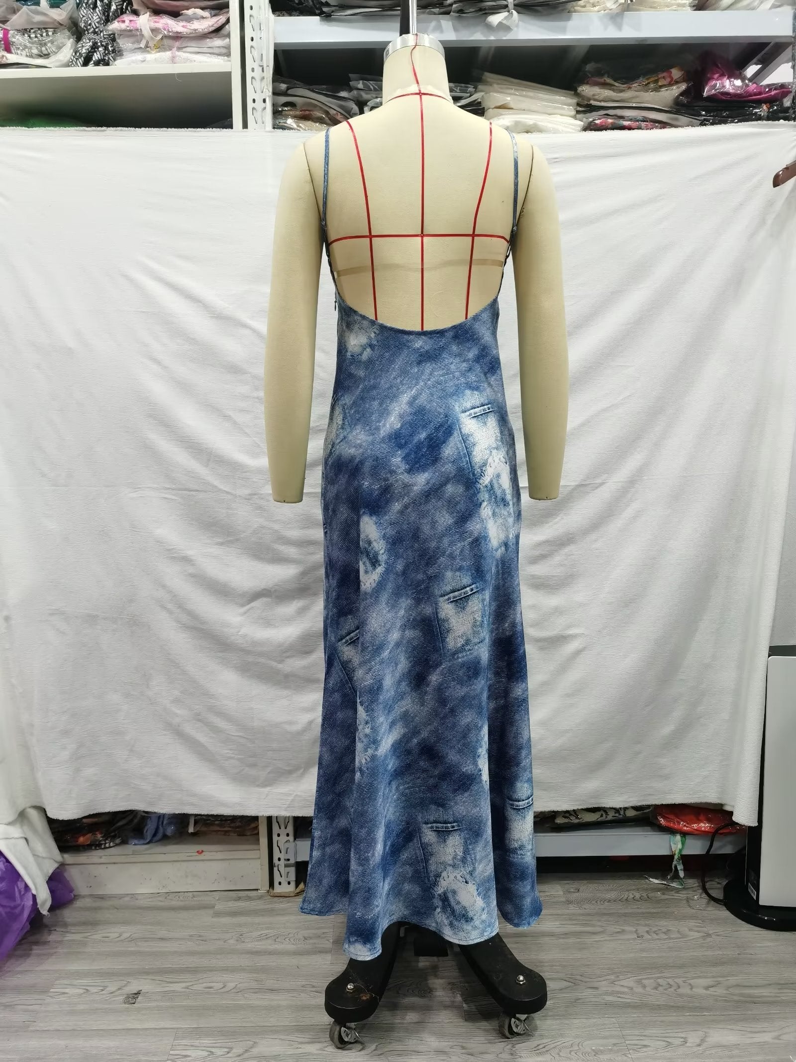 Women Clothing French Denim Printing Underwear Dress