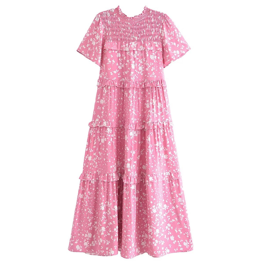 Robe sexy imprimée à col en V et manches courtes lacées pour femme