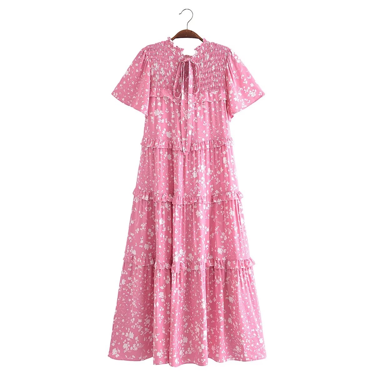 Robe sexy imprimée à col en V et manches courtes lacées pour femme