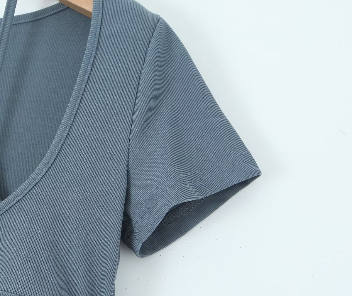 Robe sexy plissée fendue sur le côté, style sac d'école d'été, fausse robe dos nu deux pièces