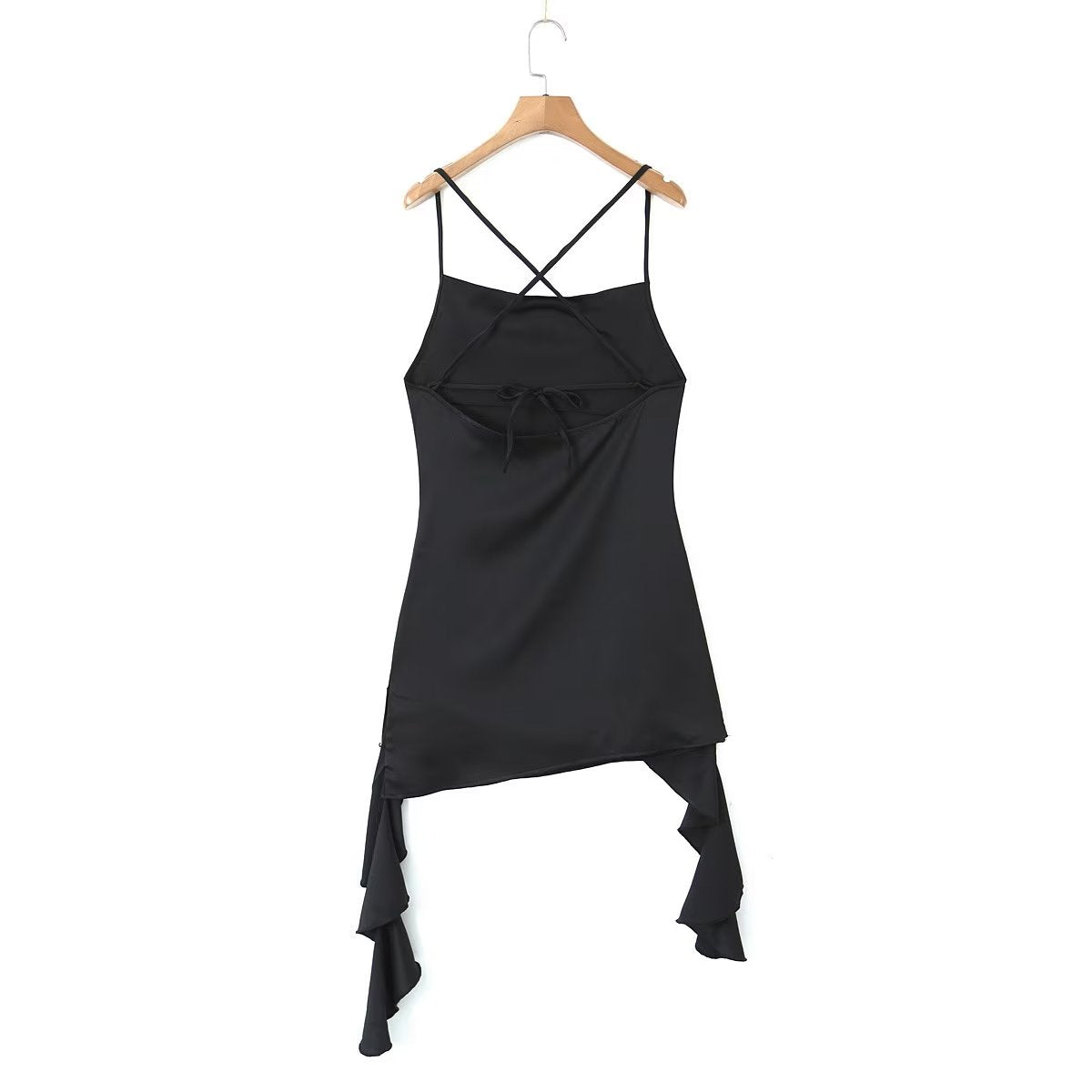 Vestido sexy de primavera con escote en V, espalda descubierta y lazo floral tridimensional, ajustado y sexy.