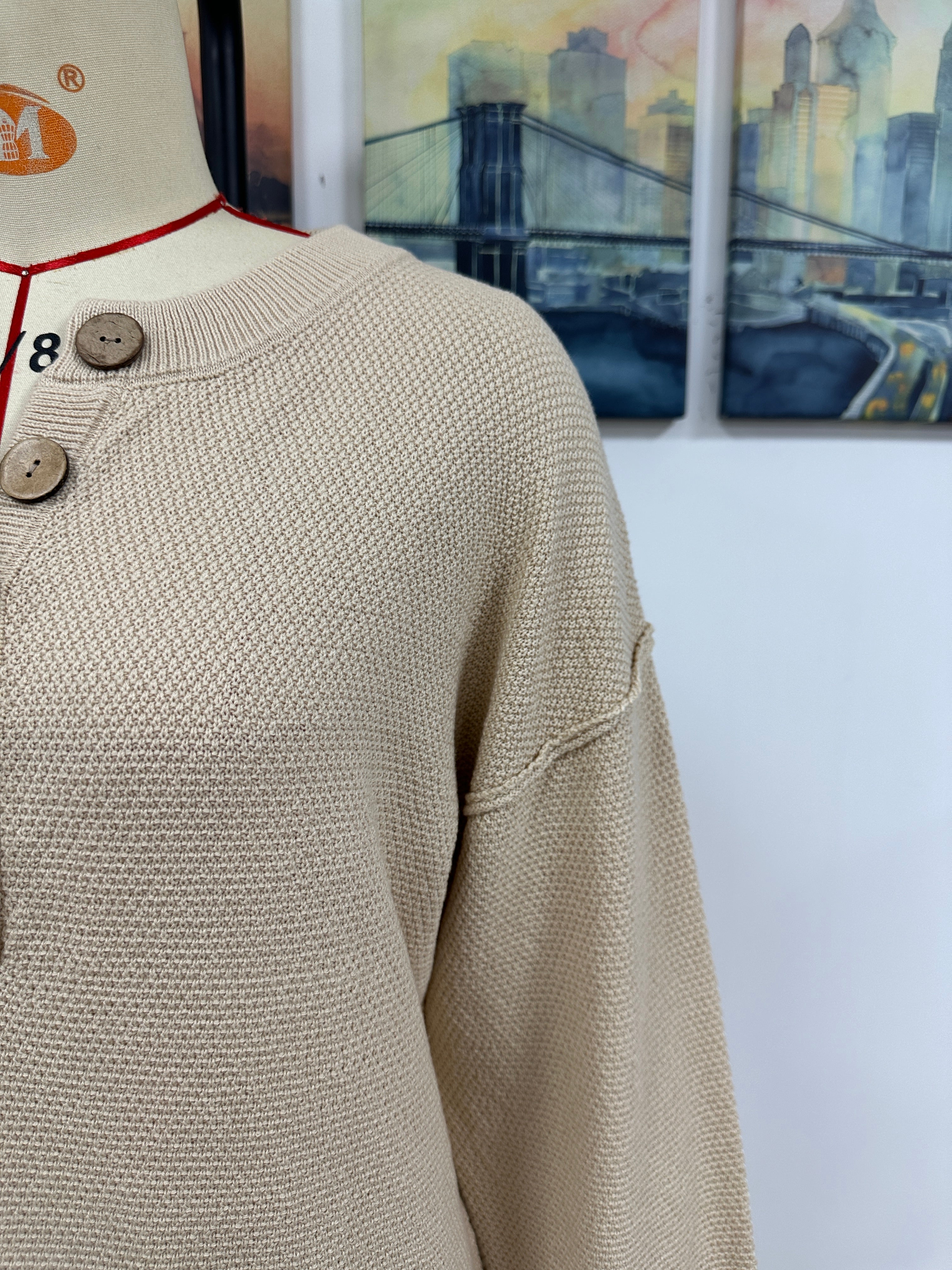 Robe en maille à boutons automne hiver pour femme, pull de bureau pour femme