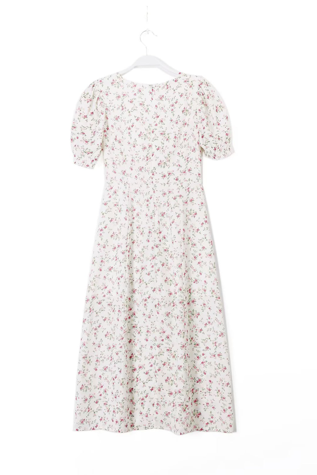 Vestido midi de verano elegante francés ajustado con abertura en la cintura alta y cuello cuadrado estampado sexy