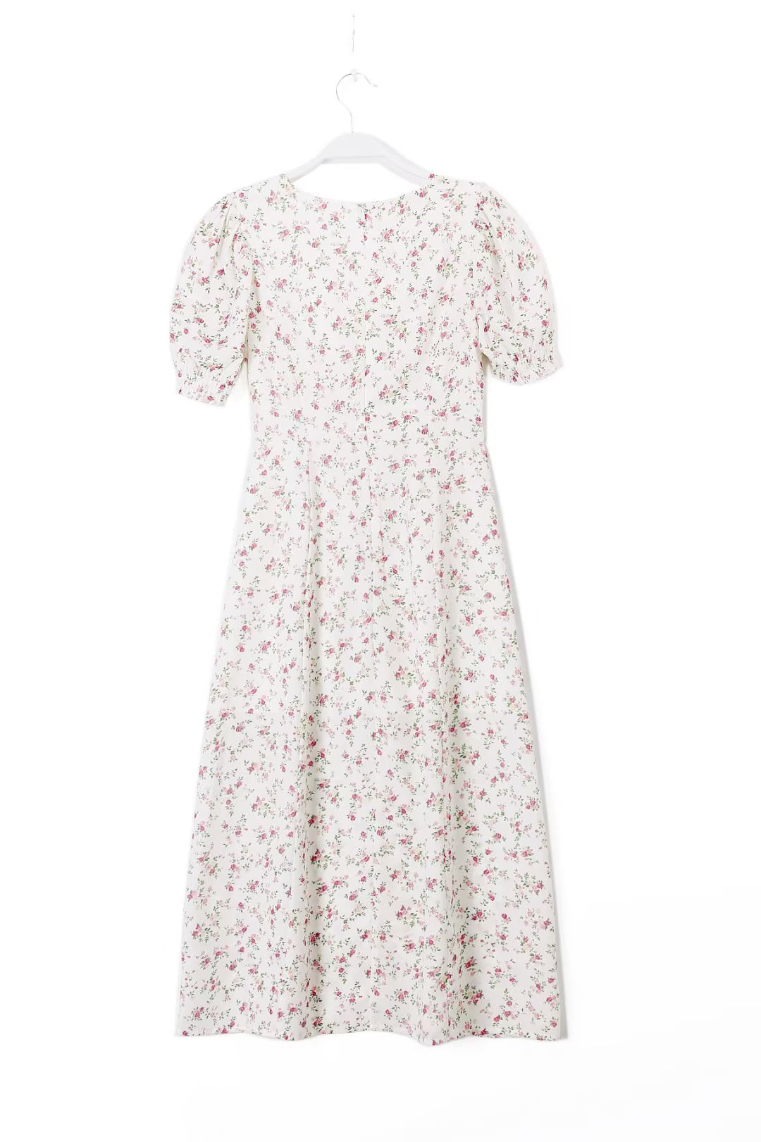 Vestido midi de verano elegante francés ajustado con abertura en la cintura alta y cuello cuadrado estampado sexy
