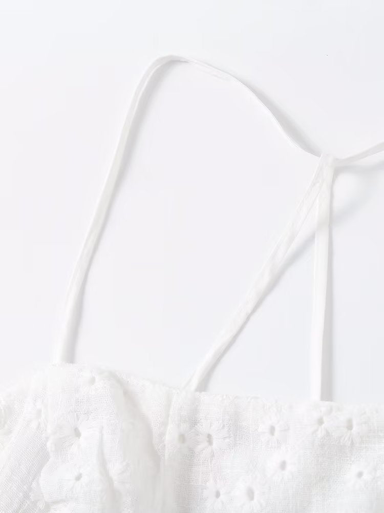 Summer Women Clothing Fashionable Elegant Hollow Out Cutout Embroidered Short Dress