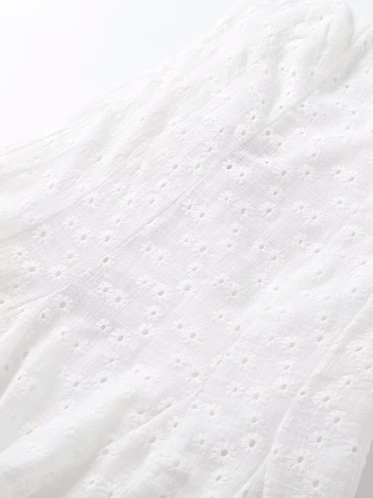 Summer Women Clothing Fashionable Elegant Hollow Out Cutout Embroidered Short Dress