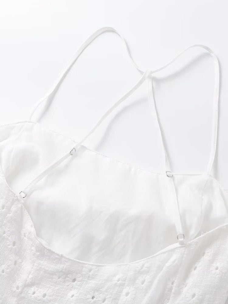 Summer Women Clothing Fashionable Elegant Hollow Out Cutout Embroidered Short Dress