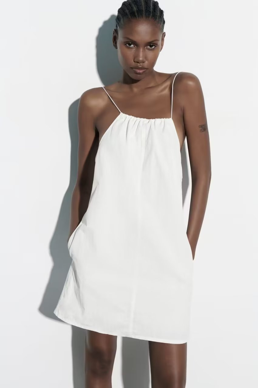 Robe courte blanche sexy dos nu en nylon pour femme, collection été femme
