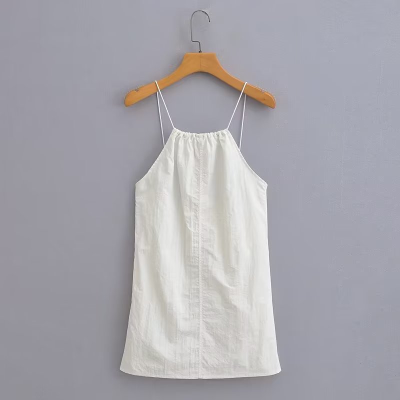 Robe courte blanche sexy dos nu en nylon pour femme, collection été femme