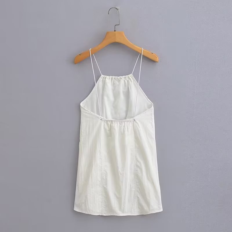 Robe courte blanche sexy dos nu en nylon pour femme, collection été femme