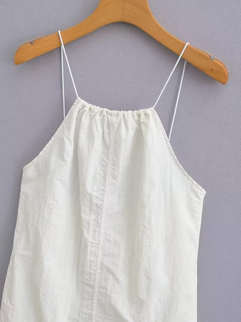 Robe courte blanche sexy dos nu en nylon pour femme, collection été femme