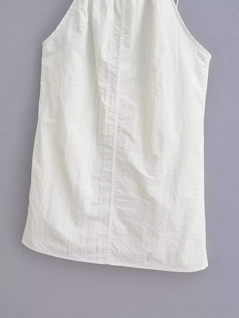 Robe courte blanche sexy dos nu en nylon pour femme, collection été femme