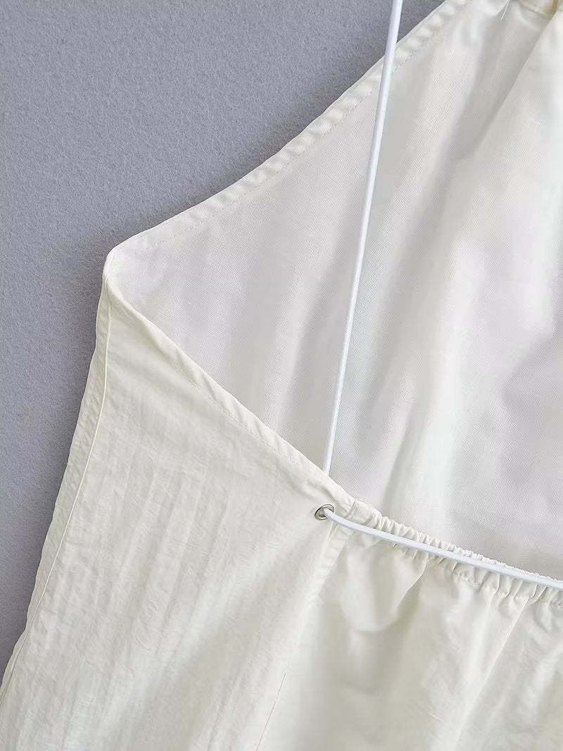 Robe courte blanche sexy dos nu en nylon pour femme, collection été femme