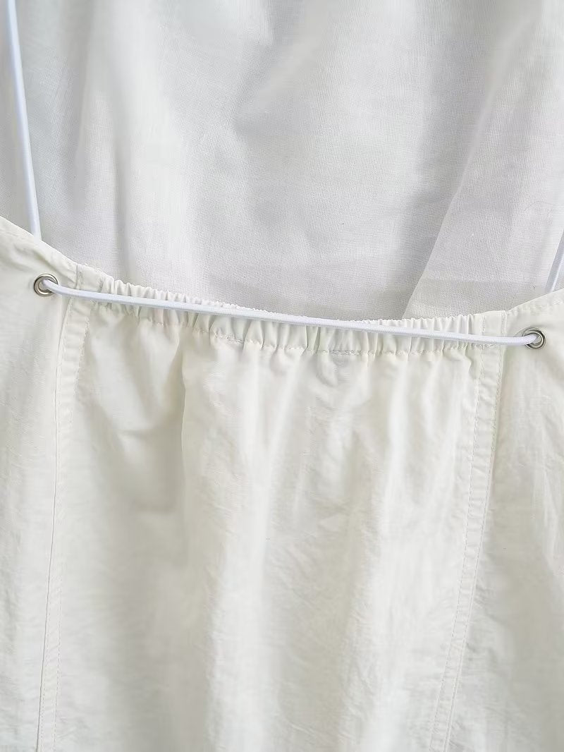 Robe courte blanche sexy dos nu en nylon pour femme, collection été femme