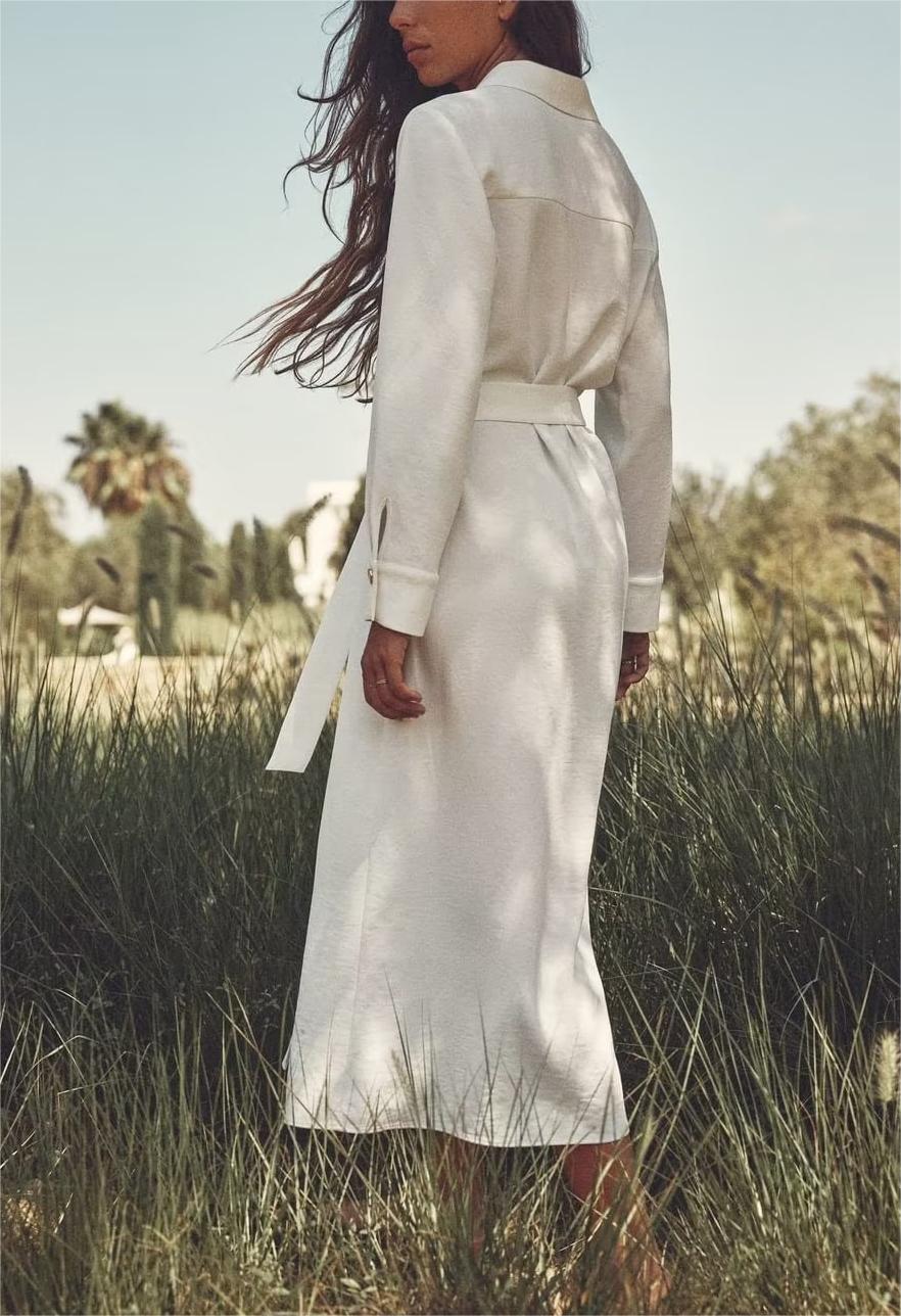 Popular Sexy Collared Long Sleeve Dress