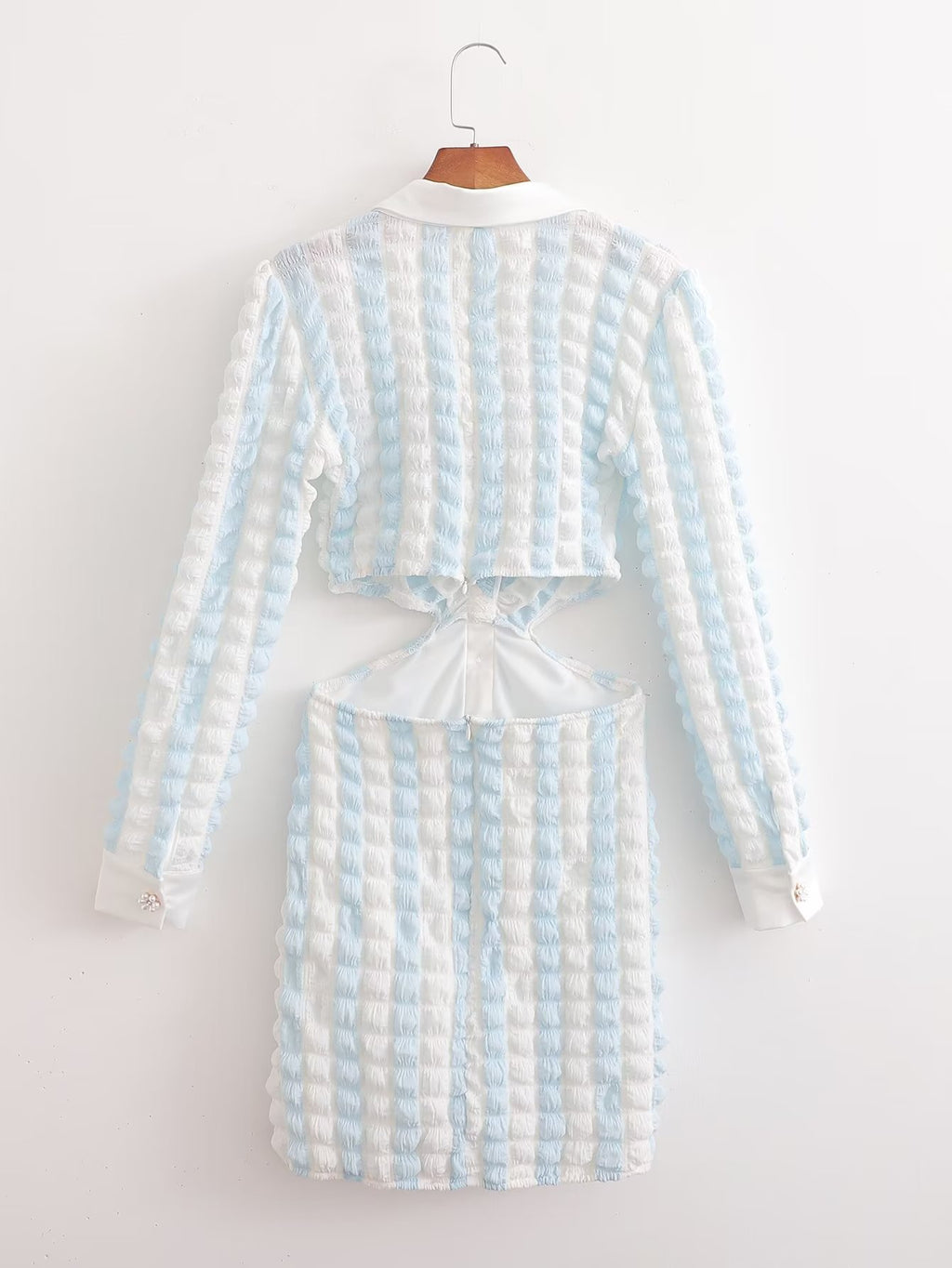 Summer Texture Fabric Waist Hollow Out Cutout Dress Sexy Dress