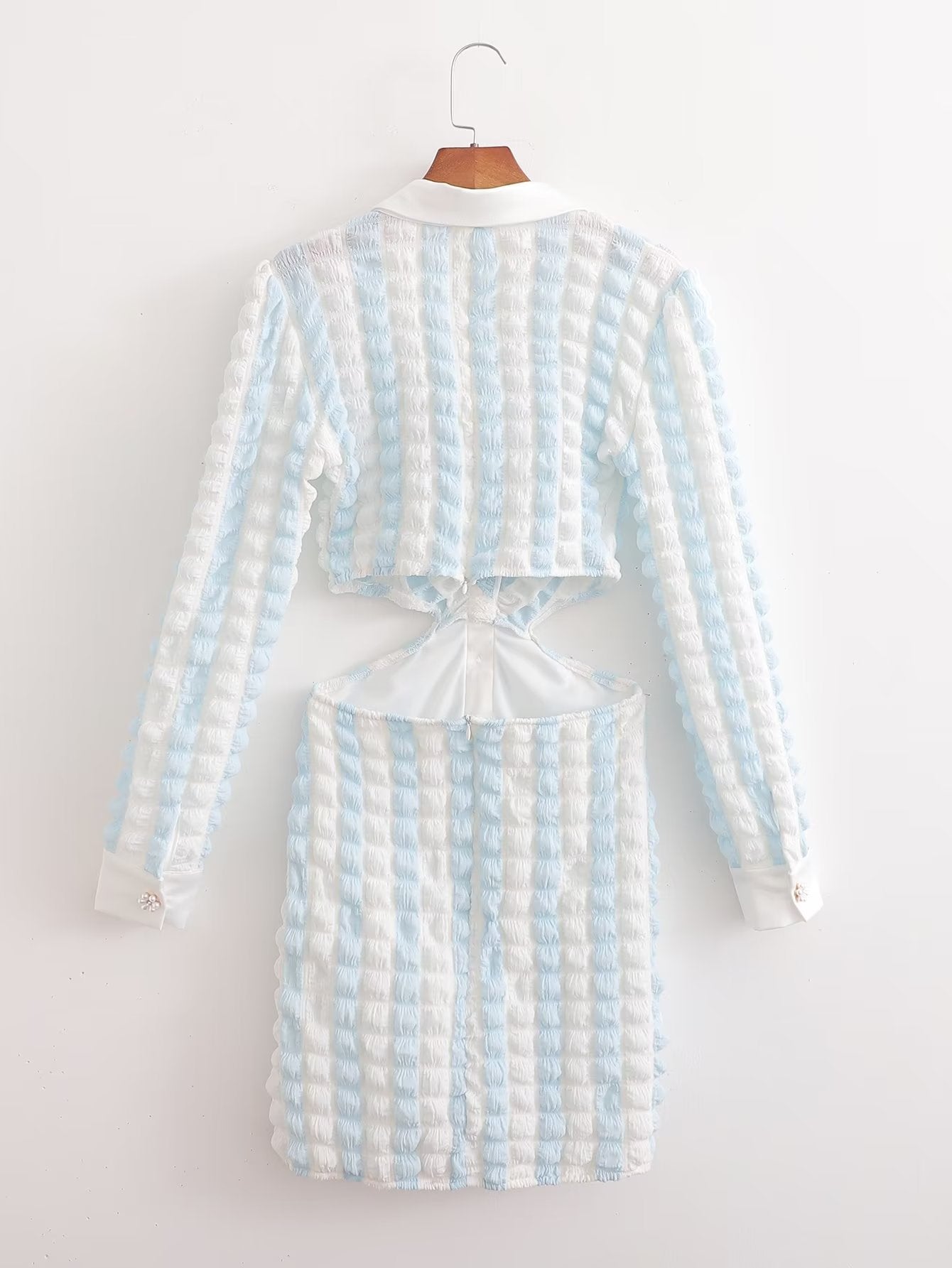 Summer Texture Fabric Waist Hollow Out Cutout Dress Sexy Dress