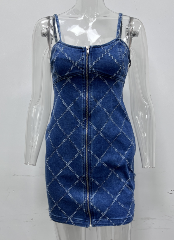 【MOQ-5 paquetes】Vestido vaquero con tirantes para mujer