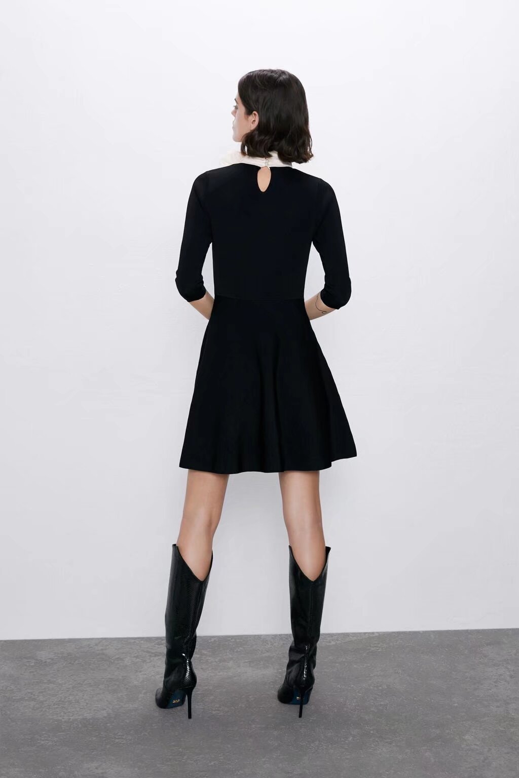 Winter Women Clothing Bowknot Decorative Stitching Dress