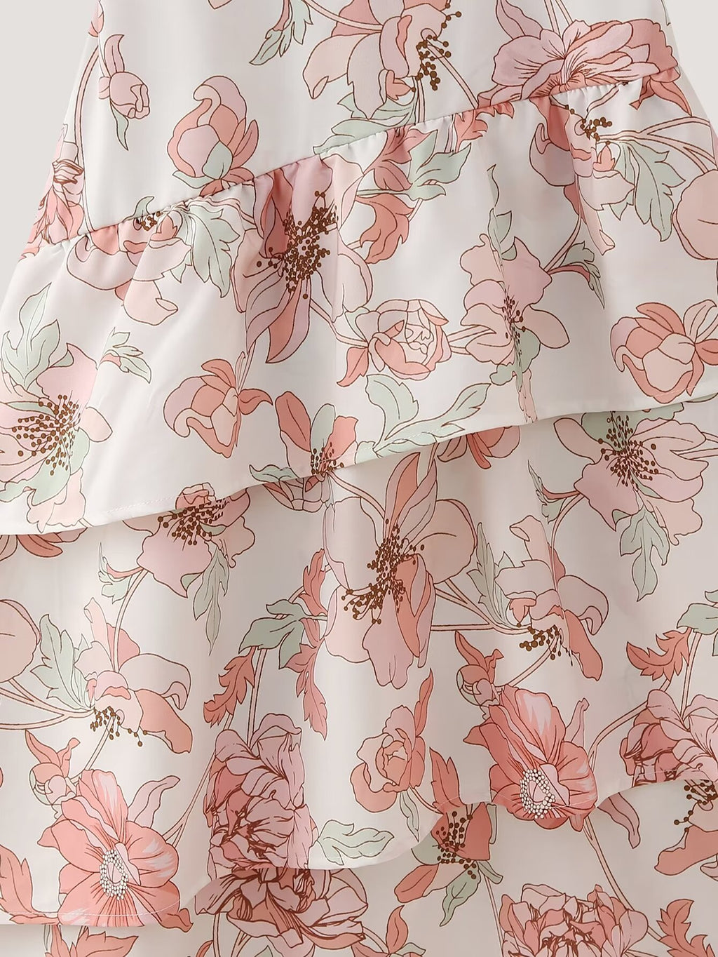 Robe d'été imprimée asymétrique à volants pour femme