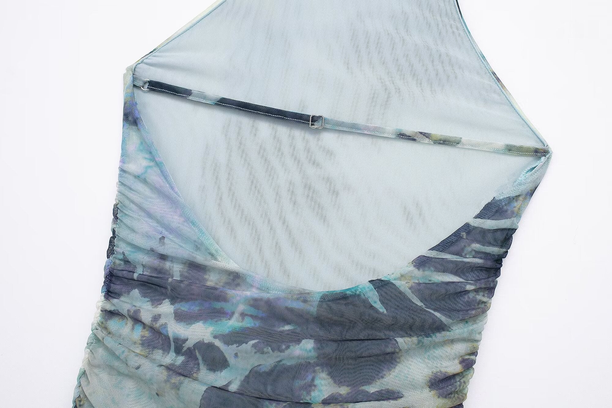 Vestido de mujer con escote en V profundo, espalda descubierta y estampado de tinta, primavera y verano