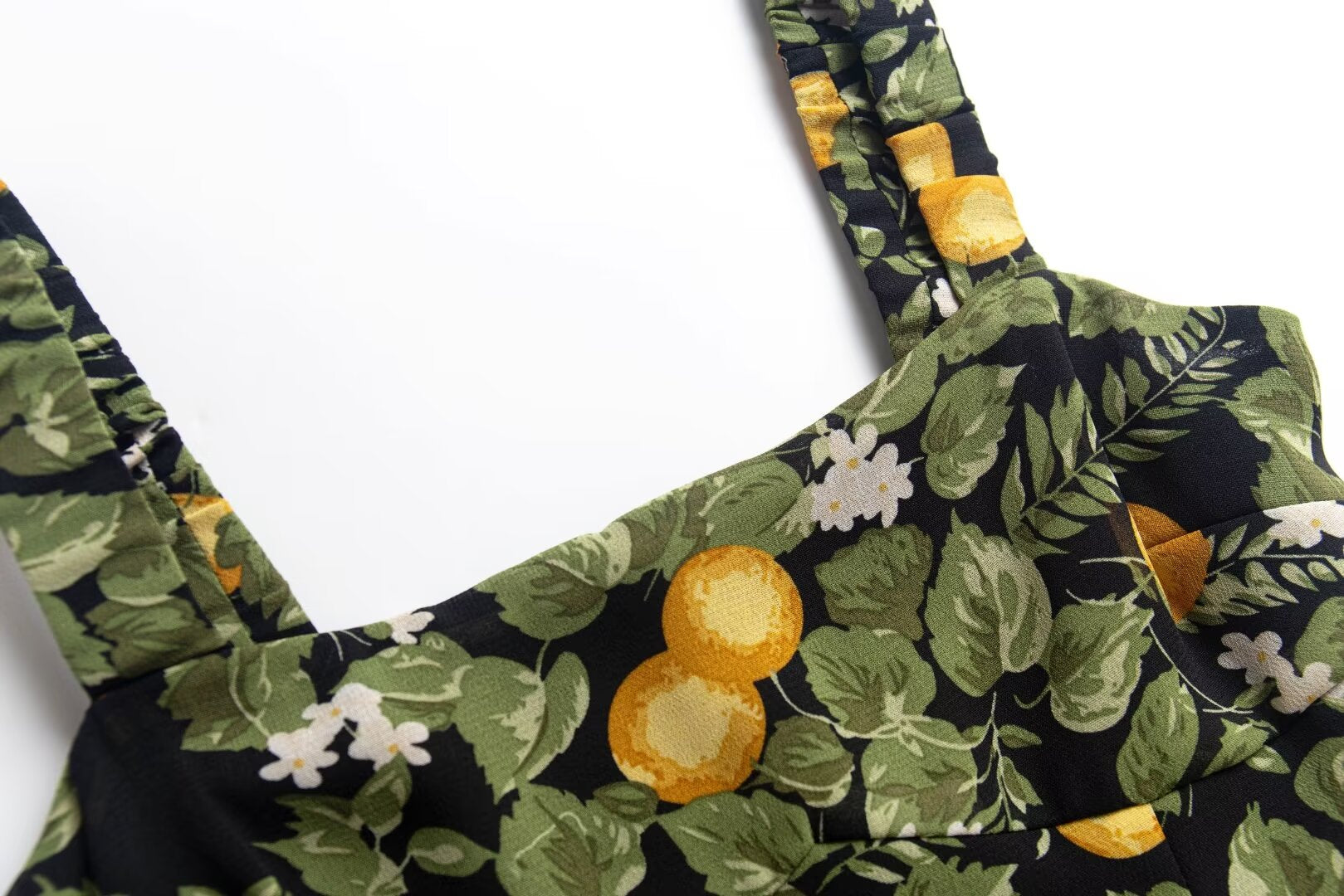 Summer Legal Women Clothing Sling Square Collar Fruit Printed Split Holiday Dress