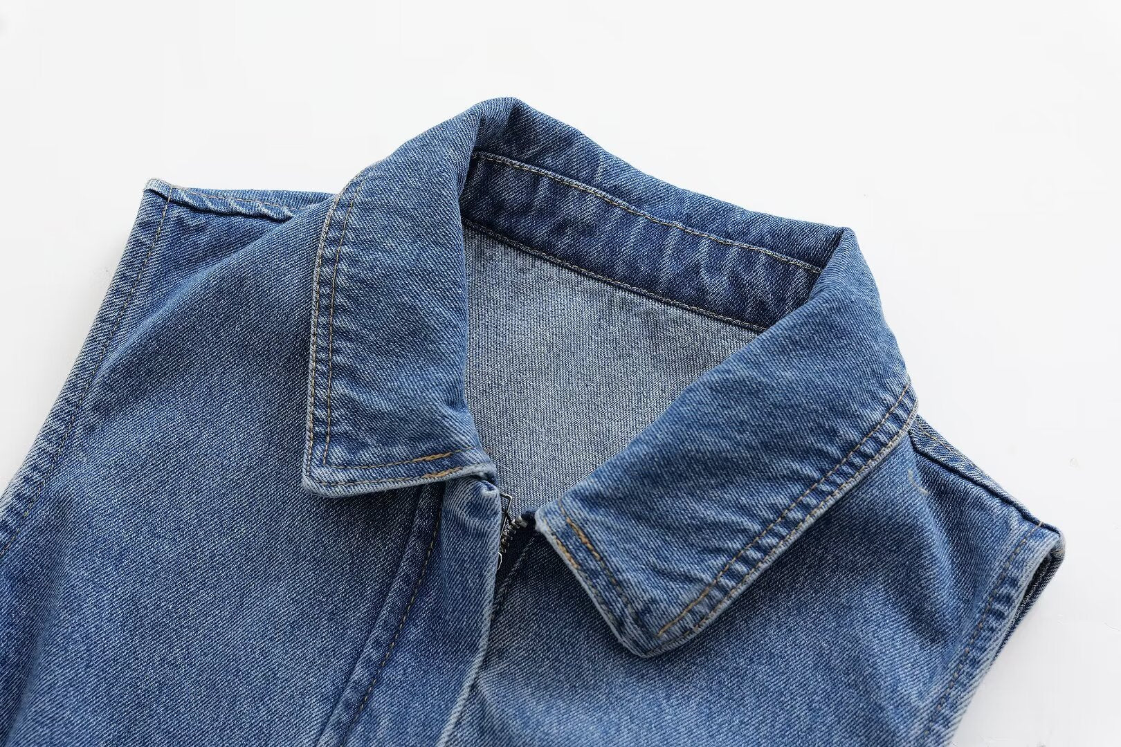 Women Summer Lapels Sleeveless Slim Fit Denim Dress Sexy Short Dress