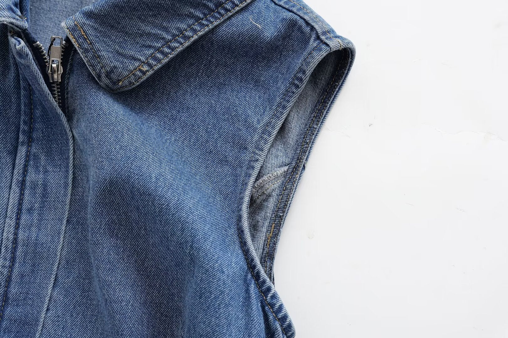 Women Summer Lapels Sleeveless Slim Fit Denim Dress Sexy Short Dress