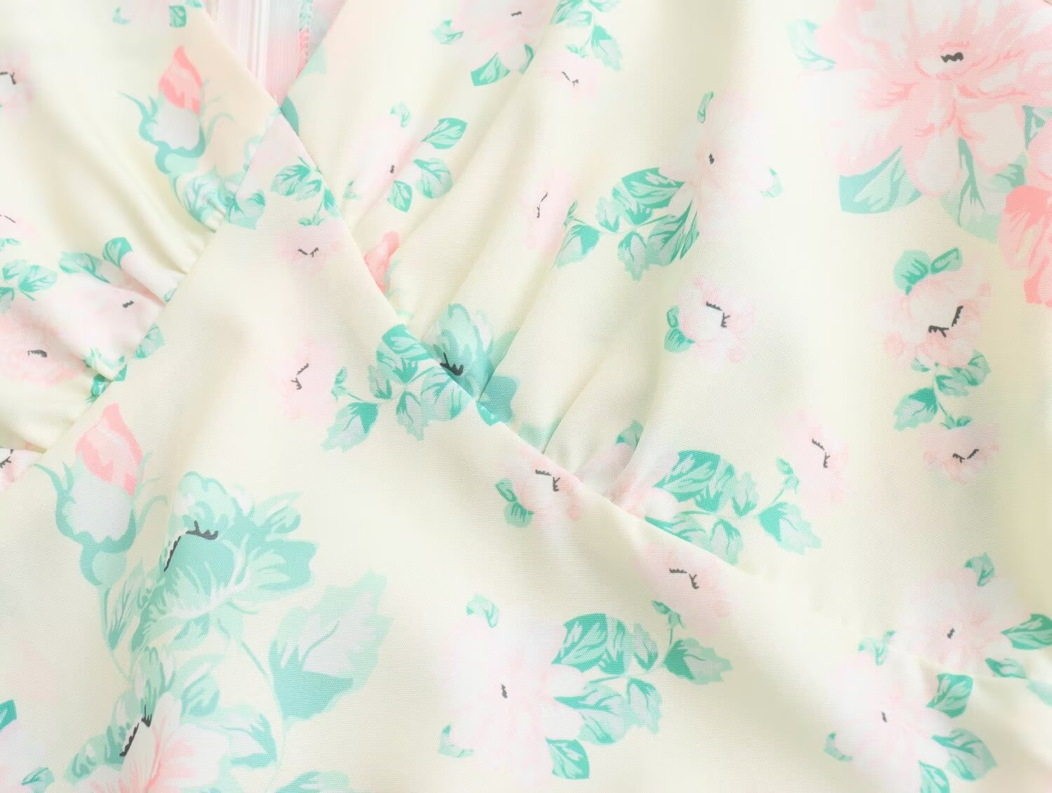 Robe imprimée à col V, manches courtes et taille haute pour femme, collection printemps