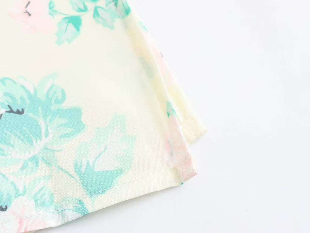 Robe imprimée à col V, manches courtes et taille haute pour femme, collection printemps