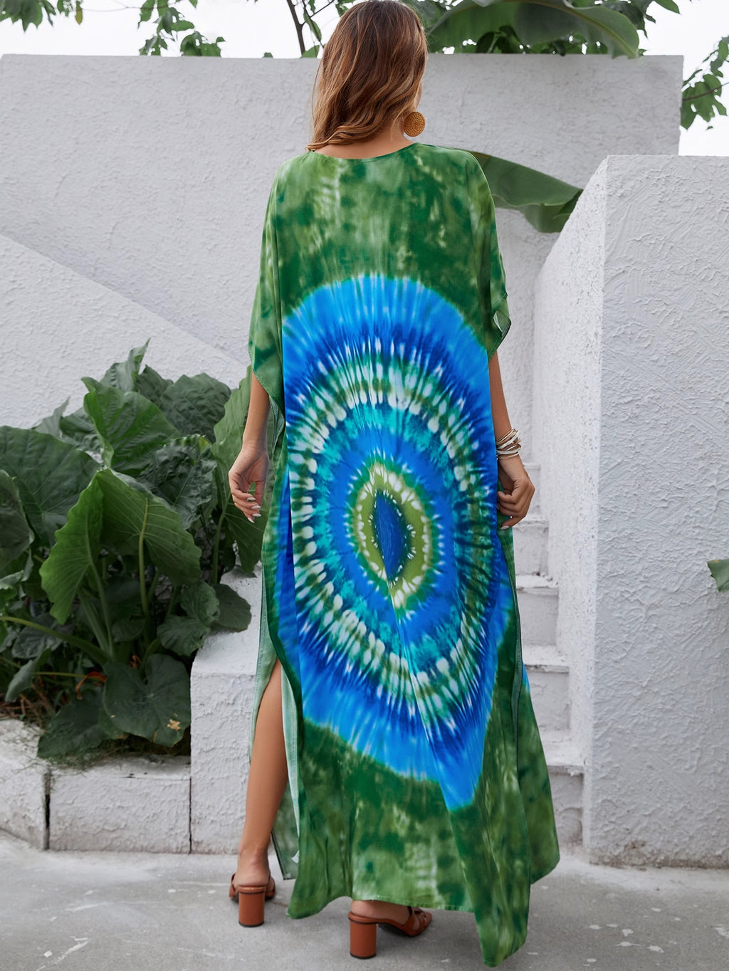 Vestido elegante de verano con escote en V y estampado de línea A para mujer