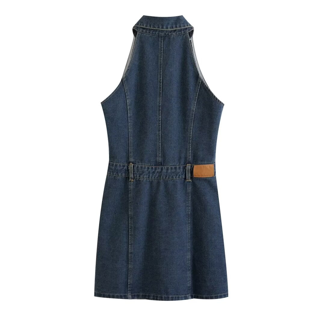 Vêtements pour femmes : Chemise polo sans manches à col polo, robe en jean décontractée et ample