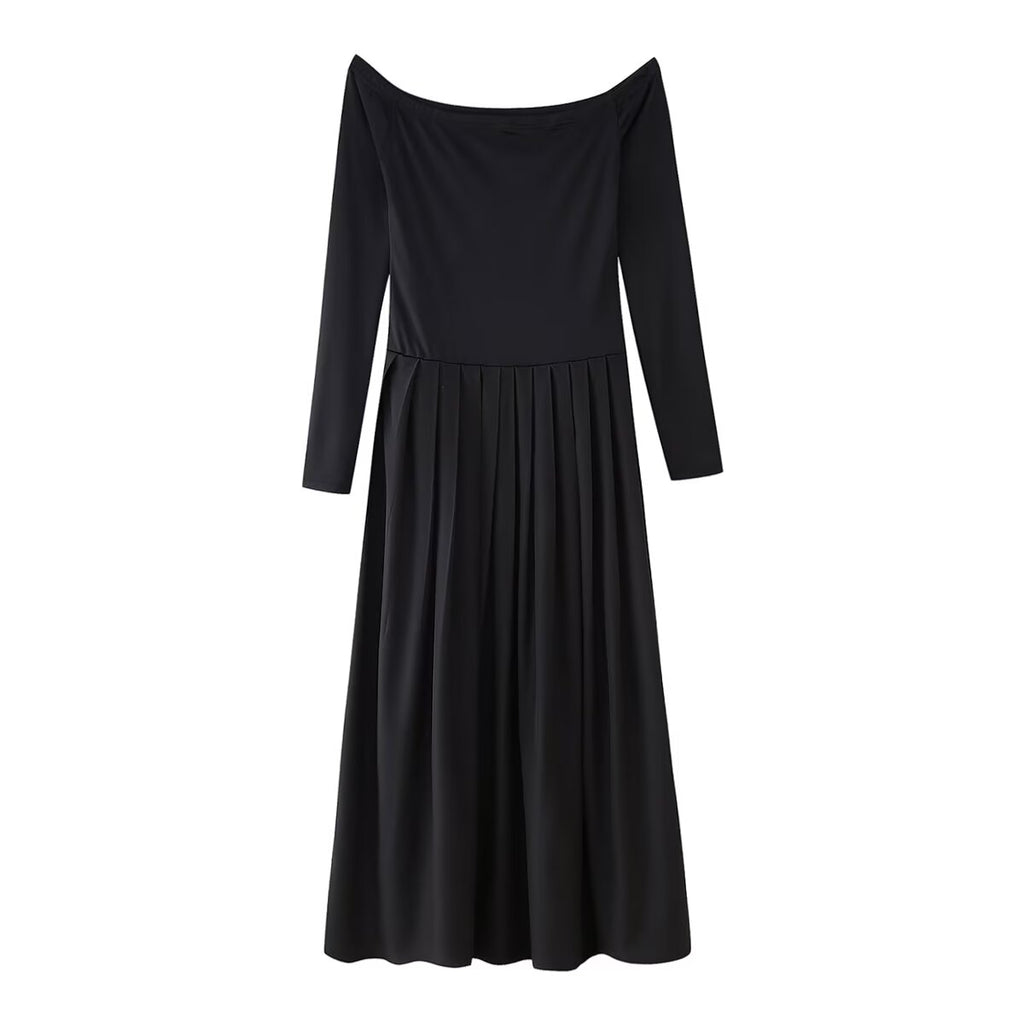 Robe à manches longues rayée slim en popeline pour femme