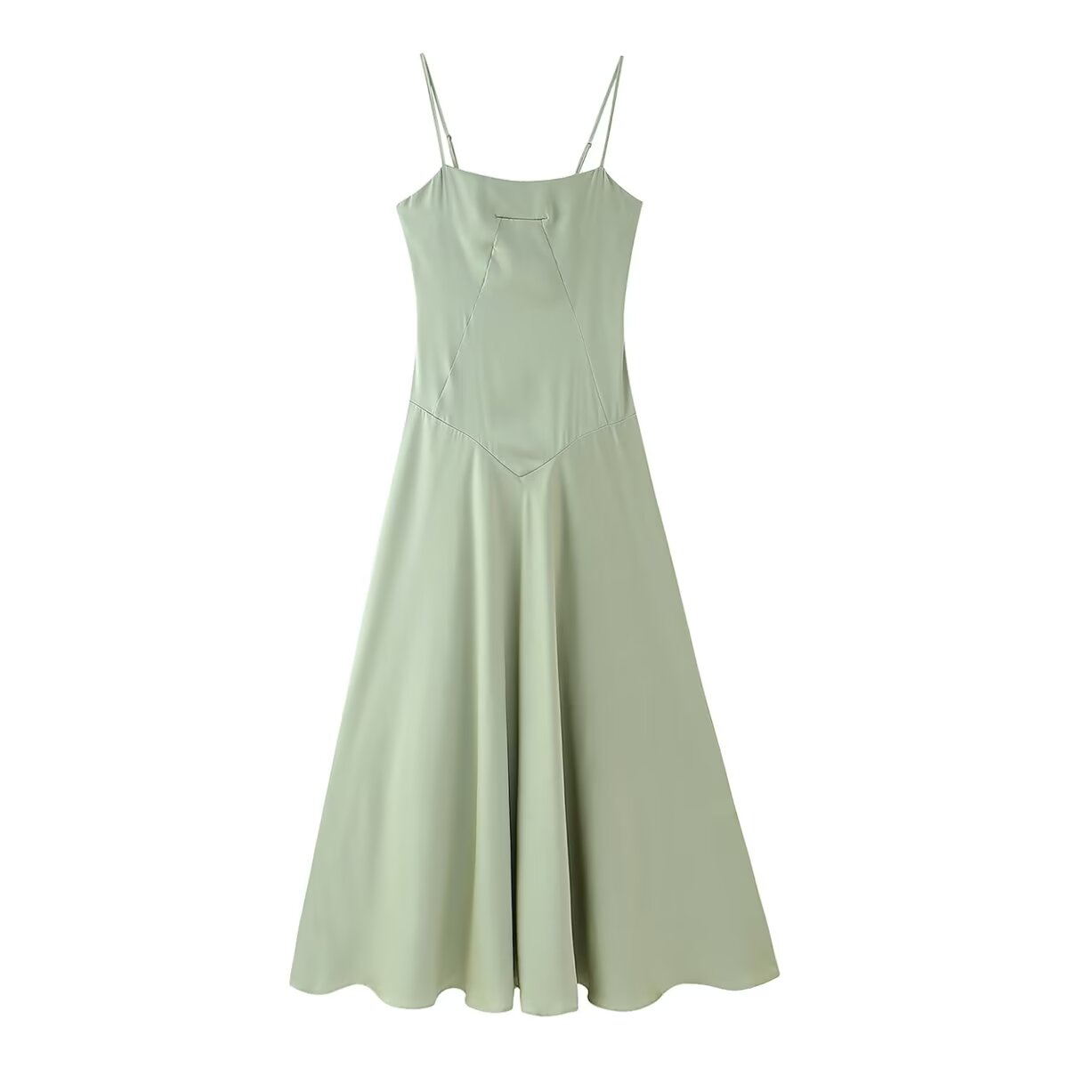 Vestido de verano de satén con cintura ajustada y dobladillo grande para mujer