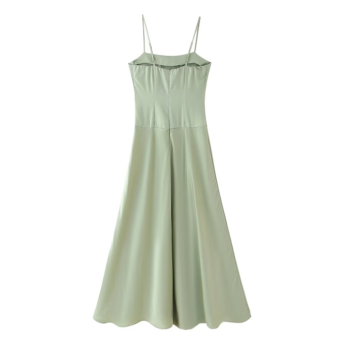 Vestido de verano de satén con cintura ajustada y dobladillo grande para mujer